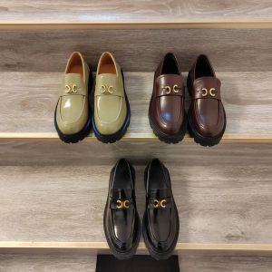 Dress shoes metal logo loafers shoes polished cowhide classic loafers comfortable shoes women designer shoes factory shoe