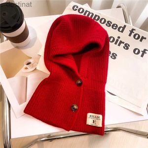 Scarves Design Balaclava Magic Knitted Hat Women Beanies Cap Pullover Solid Winter Warm Ring Scarf Neck Collar Lady Snood Bonnet MufflerL231105