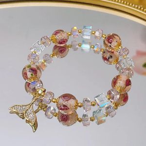 Strand 2023 Luce notturna smaltata Bracciale da donna Stile punk Cristallo Micro intarsiato Coda di pesce Ciondolo Regalo di gioielli di moda di lusso