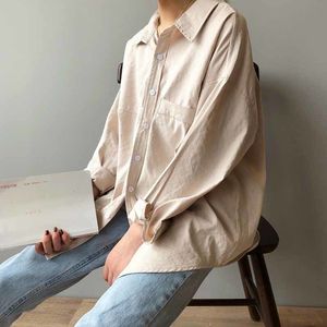 Women's Blouses Shirts Vintage Shirt Women's Fall Long Sleeve Shirt Cotton Felt Shirt Imitation Suede Solid Large Top Brand 11111 230404