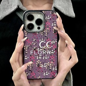 Womens telefonfodral för iPhone 15Promax 15Pro 15 14Promax 14Pro 14 13Promax 13Pro 13 12 Fashion Graffiti Phonecase Designer Dream Purple Leather Phone Case