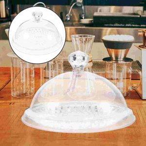 Decorative Figurines Round Cake Dome Cupcake Cover: Clear Dessert Cloche Cover With Stand Cheese Plate Lid Screen Protector Display Bamboo