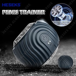 Masturbatoren HESEKS Glans Exerciser Electric Male Masturbation Penis Trainer Adult Time Delay Item Sex Toy For Men 18 230404