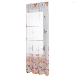 Curtain Butterflies Pattern Sheer Bedroom Rod Pocket Elegant Window