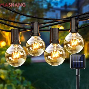Nyhetsbelysning 10/20LEDS Solar Hanging Globe Garden Lights Outdoor Waterproof Bulb String Lights Fairy Garland för uteplats Yard Tree Dekoration P230403