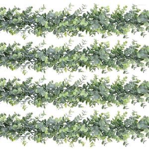 Fiori decorativi 4pcs Ghirlanda di eucalipto artificiale 6Ft Viti finte Verde Foglie pendenti finte Pianta Decorazioni per matrimoni