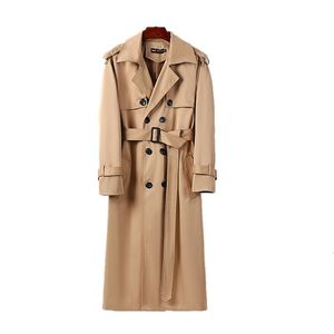 Men's Trench Coats Windbreaker Autumn and Winter Super Long Korean Version Double Breasted British Wind Business Casual Over the Knee Coat 230404