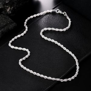 Kedjor Factory Direct 925 Sterling Silver Halsband för kvinnliga män Klassiska smycken 16-24 tum utsökt 4mm repkedjepart