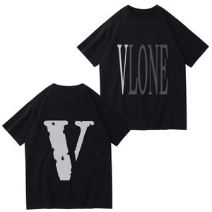 Vlone erkek tişörtleri orijinal tasarım vlone logo yaz karikatür yakasız kısa kollu mektup gevşek üstler tişört pembe siyah vl110