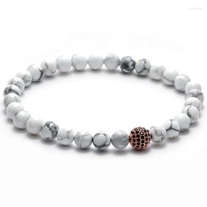 Strand Stone Beads Zircon Ball Healing Balance Buddha Armband för kvinnor och män Lava Yoga Reiki Prayer Bijoux Valentine Gift