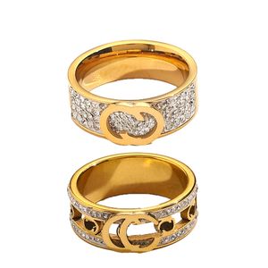 クラシックな高級ジュエリーデザイナーリング女性愛結婚式用品ダイヤモンド 18 18K ゴールドメッキステンレス鋼リングファイン指リング卸売 ZG1308