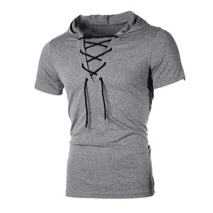 Мужские футболки мужская футболка летняя личностная штучка шнуровочная футболка с коротким рукавом