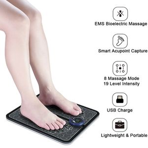 Fotmassager Electric EMS Foot Massager Pad Portable Foldbar Massage Matt Muskelstimulering Förbättra blodcirkulationslättningsmärta Relax Fötter 230403