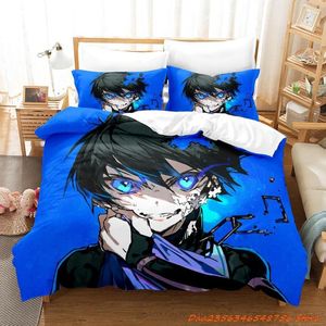 Bedding Sets PersonElity 2023 Blue Lock Conjunto de desenho animado Anime de três peças adulto garoto bedroom duvetcover 3d kawaii colcha de v