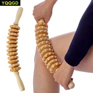 Back Massager Wood Therapy Roller Massage Tool Handheld Cellulite Trigger Point Stick Lymphatic Drainage Anti Cellulite Muscle Release Roller 230403