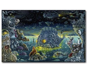 Fantasy ciemny psychodeliczny szkielet śmierć morska sztuka sztuka jedwabny plakat tkanin druk Trippy Abstract na ścianę wystrój pokoju 3577403