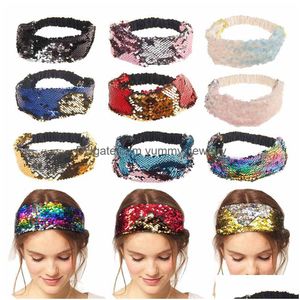 Bandeaux 10 couleurs paillettes sirène bandeaux pour femmes luxe bandeau bandeaux femme mode cheveux écharpe bijoux accessoires goutte Dhgd3