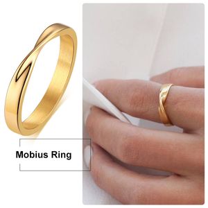 Dünner 3 mm Womem Mobius Ring Charm Edelstahl Twist Mobius Ehering Unendliche Liebe Gitfs