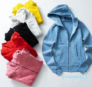 Lu Yoga giacca oversize giacca slim fit con cerniera intera giacca in pile per sport autunnali e invernali maglione con cappuccio in peluche tuta yoga casual con