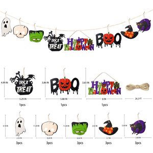 Christmas Decorations Happy Halloween Wooden Ornaments Trick Or Treat Pumpkin Boo Witches Hat Black Cat Ghost Skl Hk Hanging Pendant G Amkje