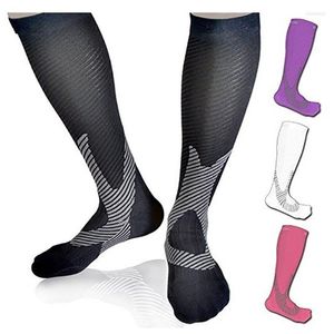 Sportsocken Kompressionsnylon Fit zum Laufen Fußball Professionelle Strümpfe Schwarz Männer Frauen Radfahren Atmungsaktiv