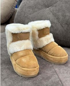 Luxury designer womens snow boots wool integrated cowhorn buckle short boots thickened and plush anti slip fashionable and versatile fashion boots