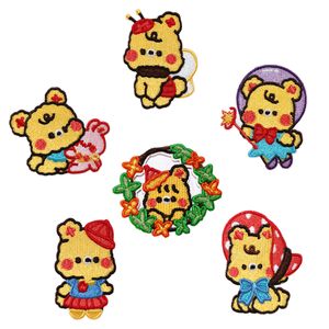 Iron on Patches Sewing Notion Cute Self Adhesive Patch for Clothing Cartoon Bear Embroidered Applique DIY T Shirt Bags Phone Shoes Craft Decoration Accessories