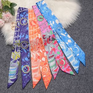 New Silk Scarf Hair Strap European and American Chains Women's Slender Ribbon Headband Tie Hair Accessories