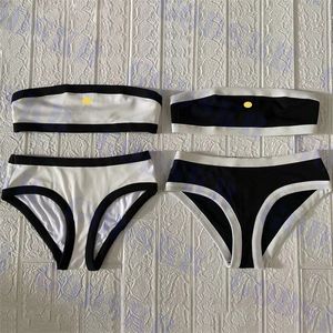 Gestrickter Röhrenoberteil Bikini Damen Bademode Brief Metall Logo Badeanzug Damen Sexy BH Zweiteiler