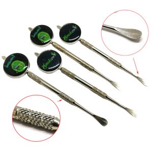 Custom epoxy sticker Dabber Tool e-Cig Accessories Metal Shovel Wax Dab Tools 120mm Concentrate Spoon dry herb Vaporizer Portable for Banger Nails Rig Bong Water Pipe