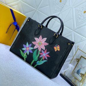 Designer Tote Bag Womens Handbags Onthego Crossbody Bag Flower Ladies Casual PVC Genuine Leather Purse Shoulder Bags Female Large Handbag