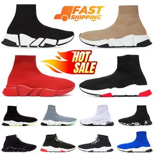 2022 sapatos de meia para homens mulheres bege velocidade speed preto branco panda tênis Balenciaga Speed Trainers casual designer masculino tênis trainer feminino ao ar livre