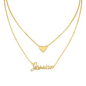 Nome personalizado Colar espaçado para mulheres Presente de moda de aniversário personalizada qualquer nome Camadas de cadeia Pingente Jóias Jóias de ouro / ouro rosa NL2693