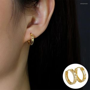 Hoop Earrings 925 Sterling Silver Gold Geometric Earring For Women Girl Simple Hollow Out Design Jewelry Birthday Gift Drop