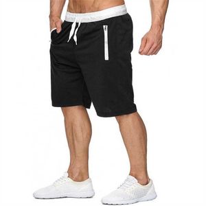 Men's Shorts New Men's Sweatshirt Shorts Top Gym Men's Workout Poets Zipper Bungee Cord and Beach Adult Summer Cropped Pants Z0404