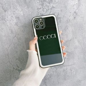 Designer Black White Mirror Telefone Casos de telefone da marca Tampa de vidro embrulhado Caso de celular de vidro iPhone 11 12 Pro Promax