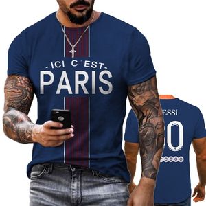 Мужские футболки в парижском фанате мода 3D Print Print Men Men Women Casual Sports T Plus Size Football Tops 230404