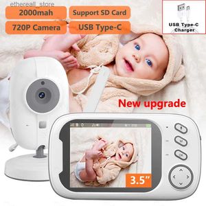 Baby Monitors New 3.5 Inch Baby Monitor With Camera Wireless Security Video Alarm Night Vision Home Protection Nanny Lullaby USB Type-C Charge Q231104