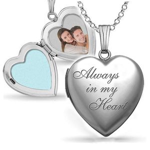 Love Heart Medaglioni per le donne Photo Box Pendenti Collane Immagine Gioielli apribili Sempre nel mio cuore Acciaio inossidabile Hihg Lucido Accessori per ragazze