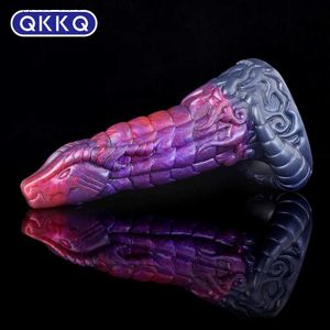 Inne przedmioty do masażu qkkq fantasy smok do noszenia dildo penis rękaw gej kutas rozciągliwy powiększony produkty dla dorosłych produkty masturbate sex 18+ Q231104