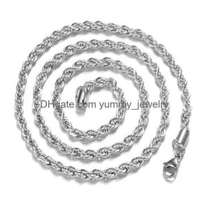 Kedjor Toppkvalitet M 925 Sterling Sier Twisted Rope Chains 16-30 tums halsband för kvinnor män mode diy smycken i bk droppleverans dhwi2