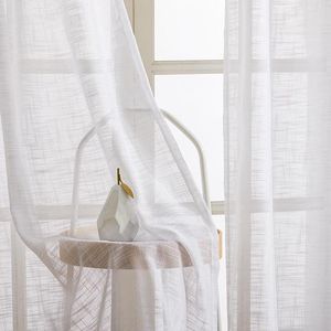 Tende moderne in tulle di lino bianco solido per soggiorno, camera da letto, voile di lino, tende trasparenti