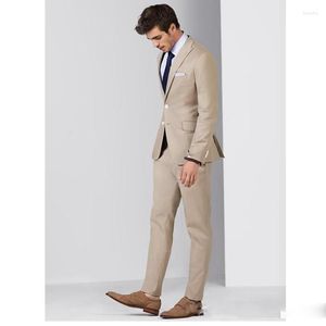 Abiti da uomo Uomo 2023 Estate Beige Custom Made Wedding Business Groomsmen Tuxedo Slim Fit Casual Uomo Blazer 2 Pezzi