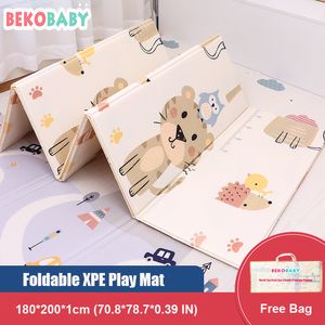 Jogar tapetes bekobaby 200*180cm xpe tapete dobrável desenho animado bebê brincar tapete de escalada à prova d'água para crianças carpete anti-skid 230403