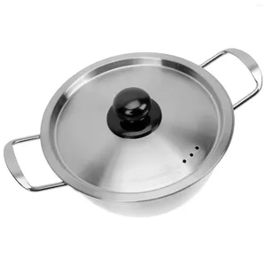 Double Boilers Milk Pitcher Lid Stainless Steel Instant Noodle Pot Small Soup Cooking Heating Handle Ear Pots For Kitchen