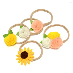 Haarschmuck Stoffe Blumen Nylon Baby Stirnband Weicher Filz Blumenkronenbänder für Kleinkinder 5 Stück/Set 5 Stile