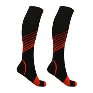 Sports Socks Men Women Casual Soft Compression Stripe Pattern Athletic Fashion Elastic Cycling Protective Hiking Long Tube