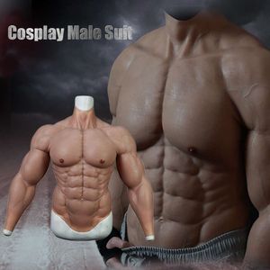 Costumi Catsuit Suit Muscolo maschile del torace finto in silicone per Cosplay Cross-dressing Muscoli in silicone realistici a quattro stili