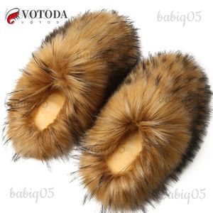 Luxus Faux Hausschuhe Pelzigen Schuhe Frauen Waschbär Fuchs Pelz Rutschen Flache Plüsch Fuzzy Flip Flop Winter Warme Flauschige Pantoffel Frau t231104