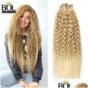 Hair Pieces Bol Curly Organic Extensions 32Inch Long Synthetic Bundles Ombre Blonde Fake For Women Water Wave Heat Resistant 9Pcs 22 Dhefq